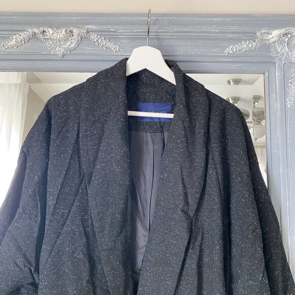 Of Two Minds Anthropologie Speckled Dark Grey Drape Oversized Jacket M‎ - Picture 3 of 12